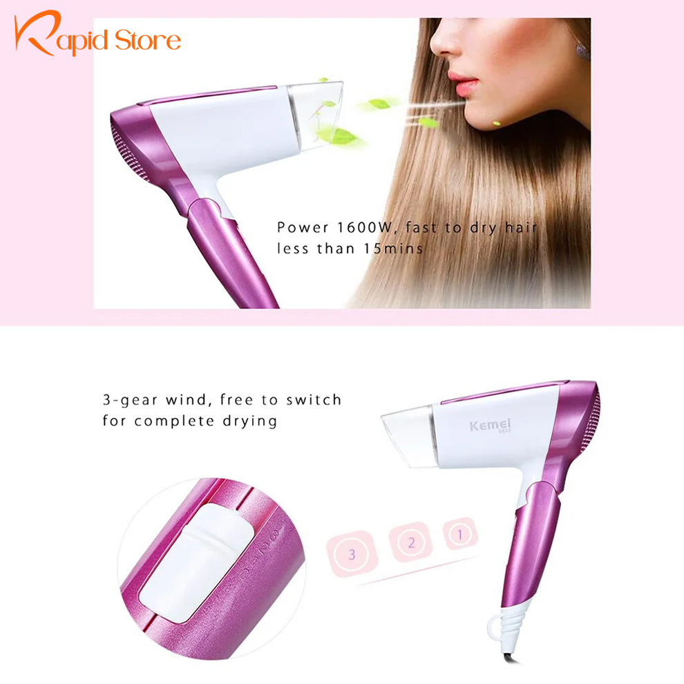 Kemey-KM-6833-Foldable-Hair-Dryer-for-Women
