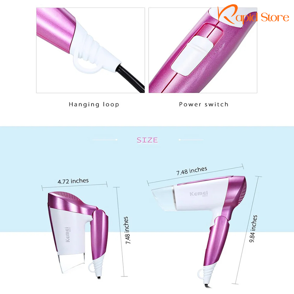 Kemey-KM-6833-Foldable-Hair-Dryer-for-Women