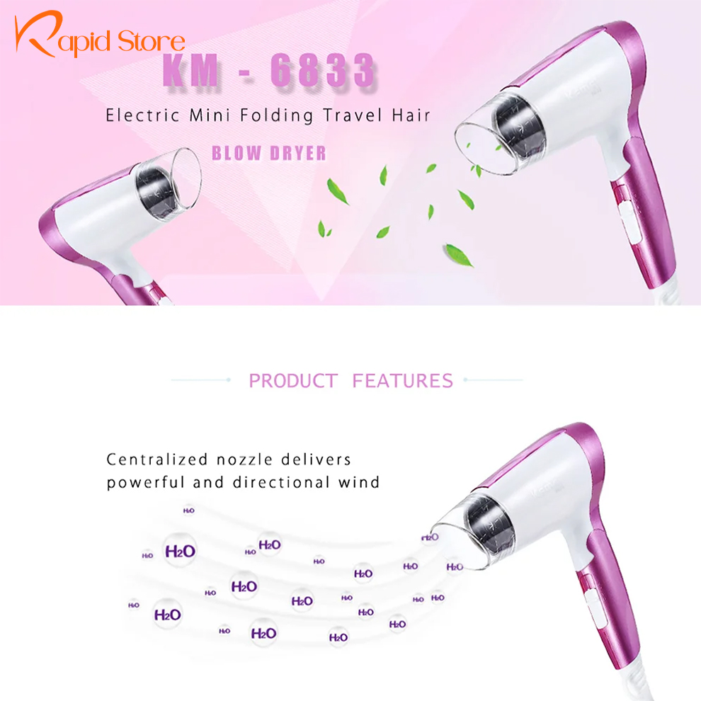 Kemey-KM-6833-Foldable-Hair-Dryer-for-Women