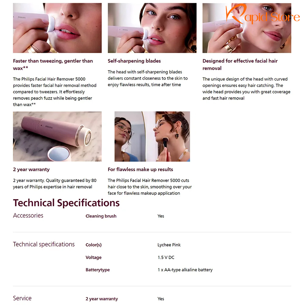 Philips-BRR454-00-Facial-Hair-Remover-5000-Series-Trimmer-for-Women