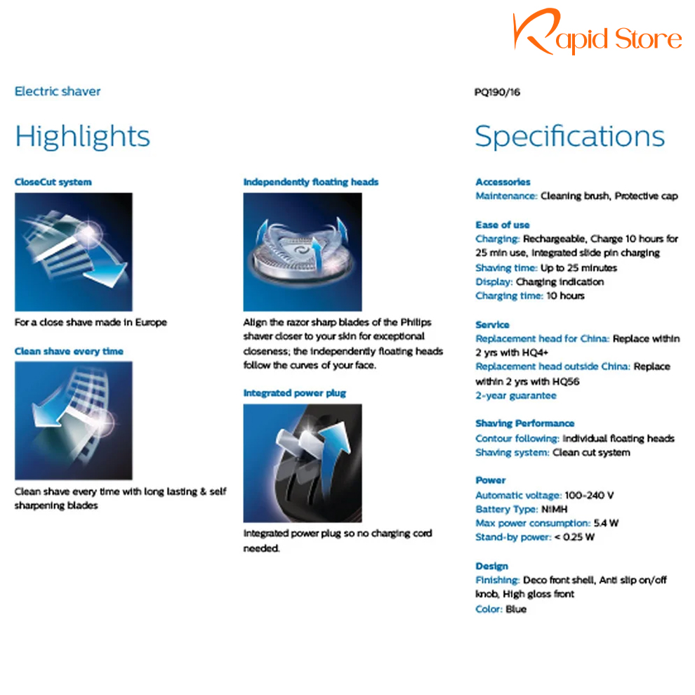 Philips-PQ190-16-Rechargeable-Twin-Blades-Rotary-Clean-Shaver-for-Men