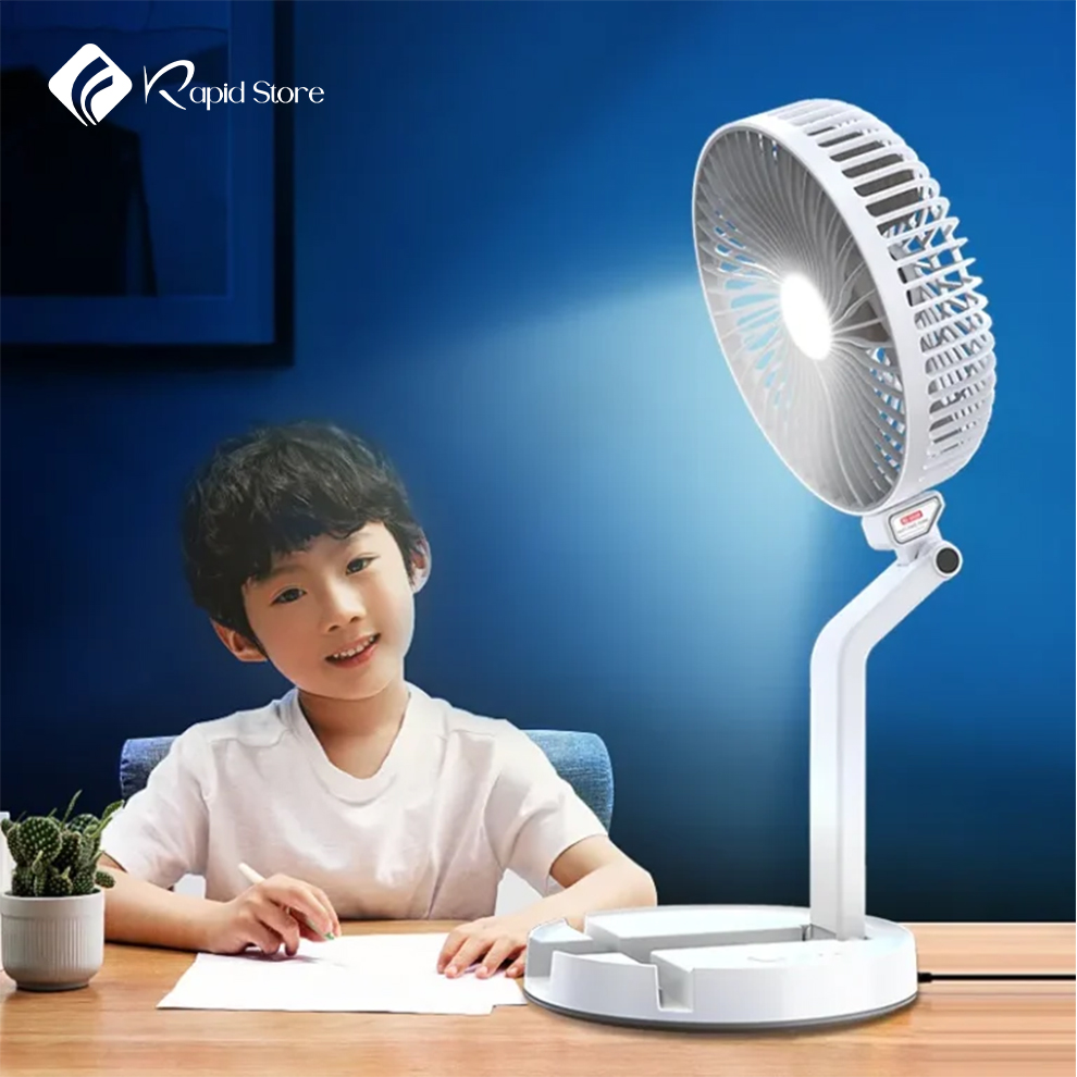 LR 2018 Rechargeable Folding Table Fan with Light